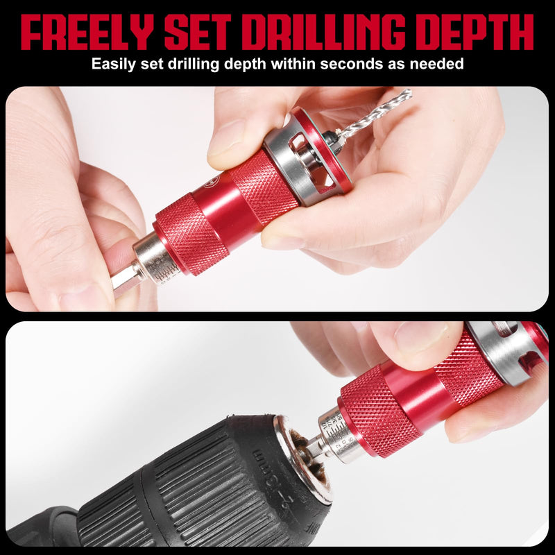 5 Pcs Countersink Drill Bit Set with Aluminum Alloy Depth Stop,Semi-Automatic HSS M2 Countersink Drill Bits 1/8 9/64" 5/32" Drill+3/8” 82° Counter-Bore,11/64" 3/16" Drill+ 1/2" 82° Counter Bore