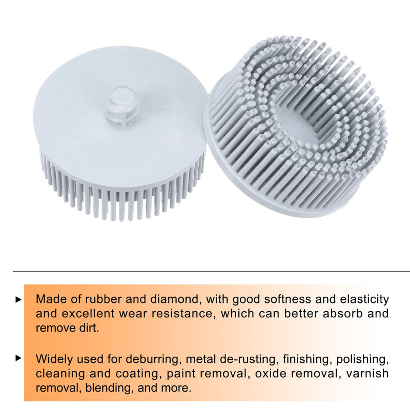 HARFINGTON 2pcs Bristle Disc 2" 120 Grit Abrasive Brush Deburring Electric Disc Brush with Quick Change Roll Lock Abrasive Coating Removal Disc for Metal, White