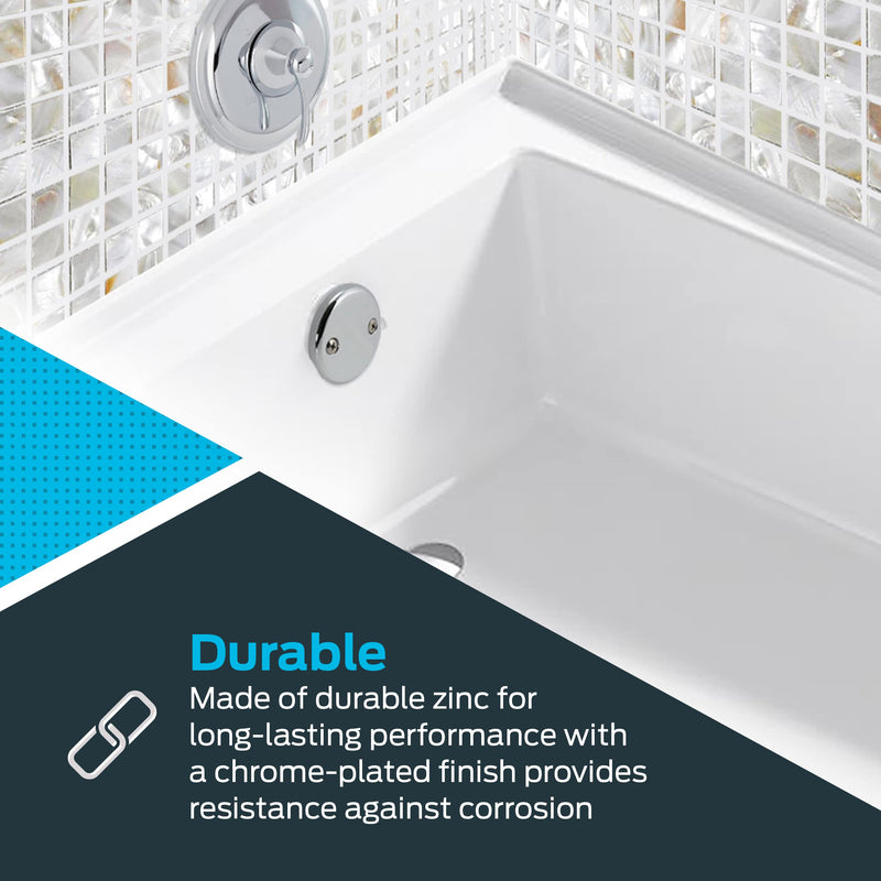 EZ-FLO Two-Hole Bathtub Overflow Face Plate with Brass Screws, Chrome, 35245 Two-Hole Round with Brass Screws