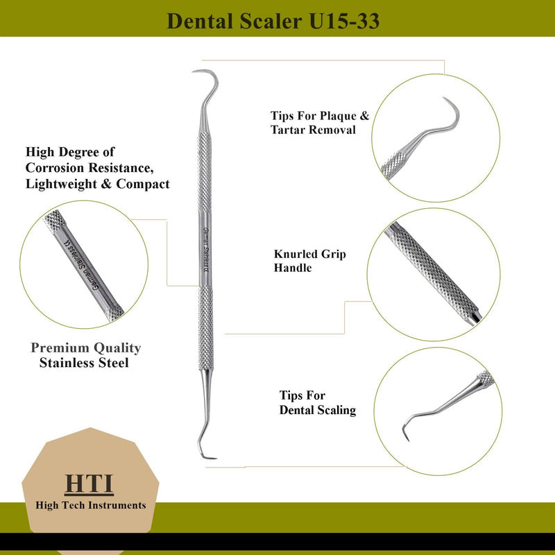 6 Dental Sickle Scalers Double Ended Probes for Professional Teeth Cleaning Calculus Plaque & Tartar Remover - Made of Stainless Steel for Oral Care with Knurled Handle, Different Double Ended Picks Silver