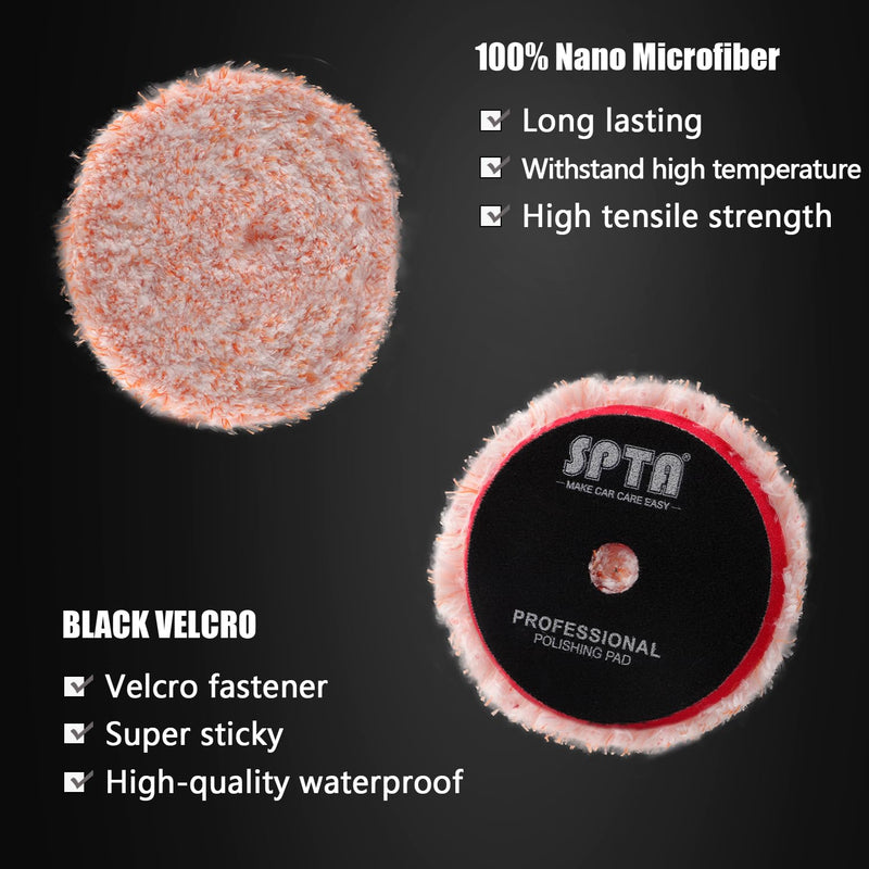 SPTA 5 Inch 125mm Body Repair Polishing Pad Set - 6 Pcs Buffing Pads with Sponge, Wool and Micro-Fiber for Car Detailing 5 Inch (125mm)