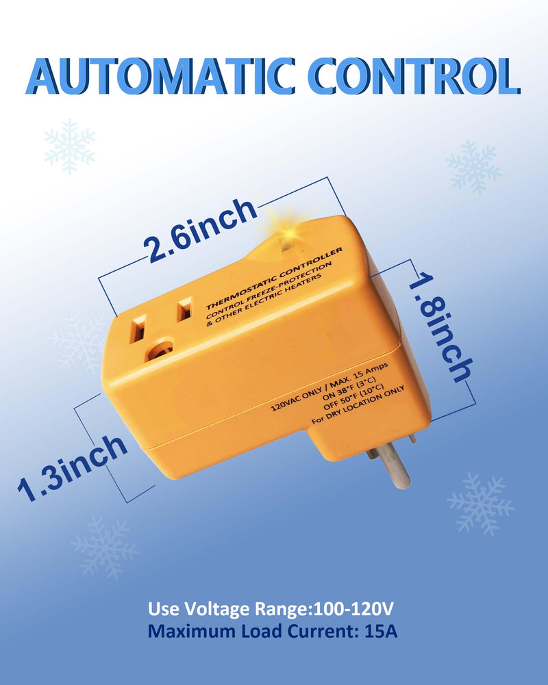 MAXKOSKO Freeze Thermostatically Controlled Outlet，Automatically Turn On Below 38 °F and Off Over 50 °F 1