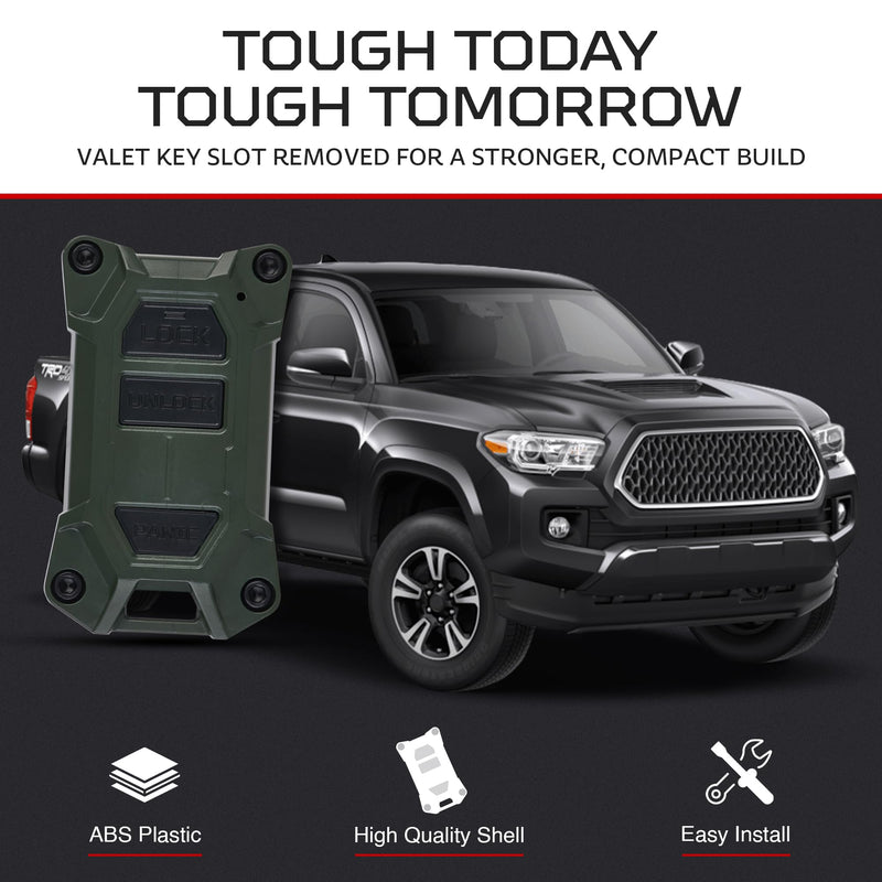 AJT DESIGN V2 Key Fob Case Replacement for Tacoma (2016–2023), Tundra (2020–2021), and 4Runner (2020–2021) with Push Button Start Only – Rugged PC-ABS Key Fob Shell – Made in The USA | Army Green