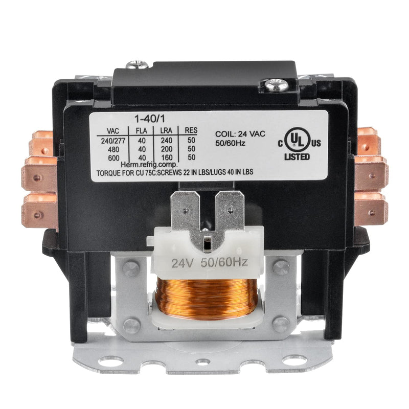 BOJACK 1 Poles FLA 40 Amp Coil 24 VAC Air Conditioner Condenser Compressor Contactor AC Definite Purpose Contactor 1P 40A 24V