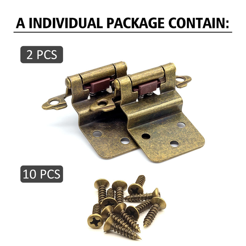 Antique Brass Inset Hinges for Kitchen Cabinet Door, 6 Pack (3 Pairs) Self Closing Hidden Kitchen Cabinet Hinge for Cabinet Doors 6 Pack (3 Pairs) Antique Brass