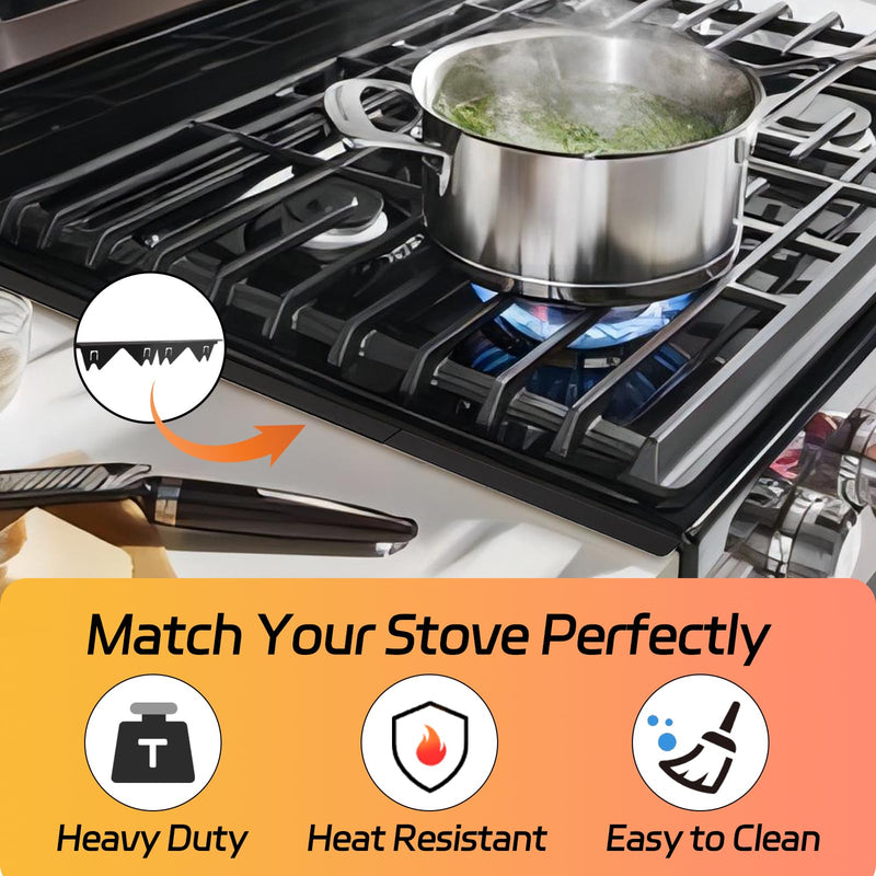 Stainless Steel Stove Counter Gap Cover (2 Pack), Stove Guard, Stove Gap Filler for Kitchen, Range Trim Kit, Easy Clean with Heat Resistant, Adjustable Length 13.8” to 27.6” Black