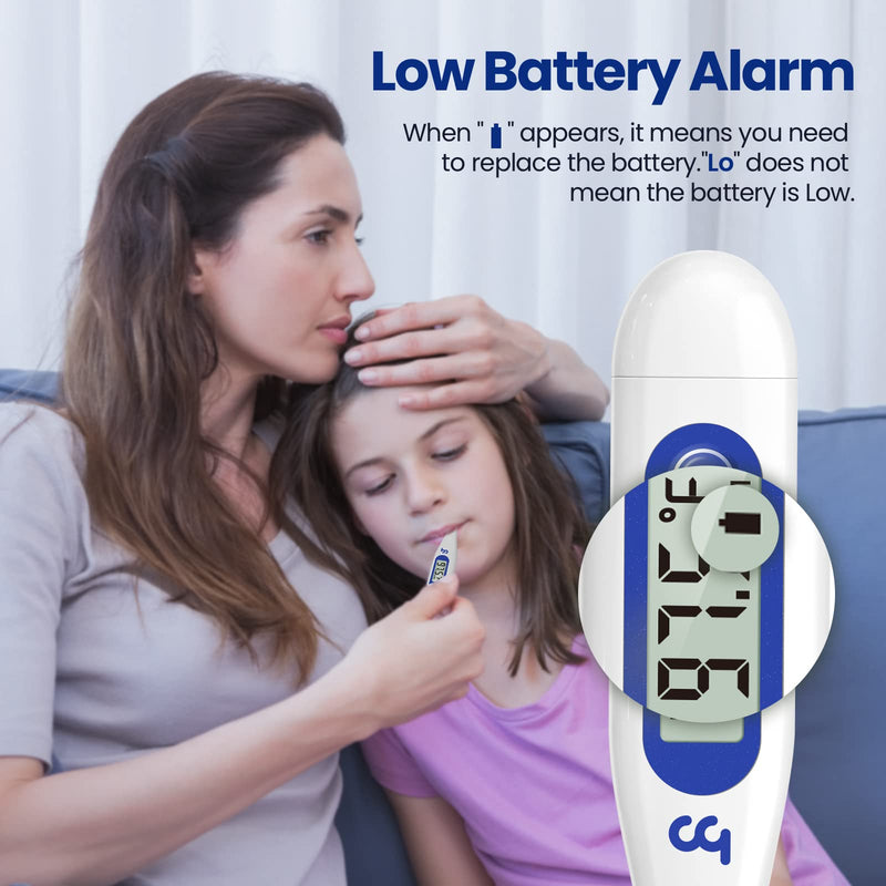 Thermometer for Adults, Oral Thermometer for Fever, Thermometer with Fever Alert, Memory Recall, C/F Switchable, Rectum Armpit Reading Thermometer for Whole Family (Klein Blue)
