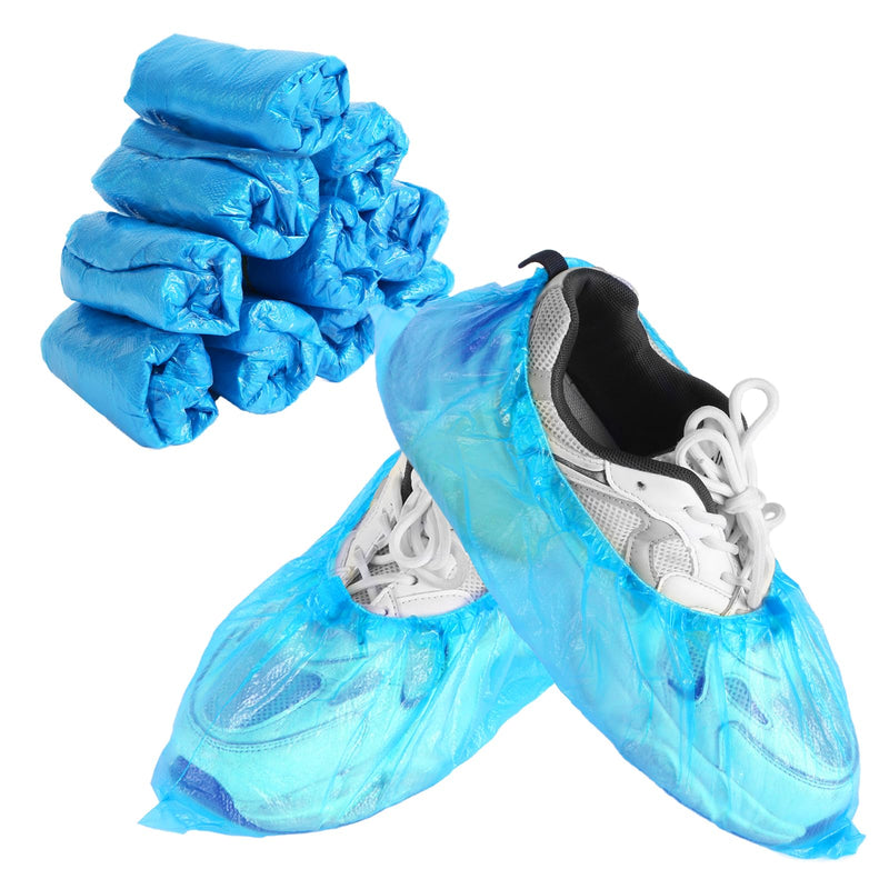 Frontline Shoe Covers Disposable Waterproof, Recyclable Premium Thick Plastic, SLip Resistance, Durable, Booties for Shoes, XL One Size Fits Most, Indoor Outdoor Shoe Covers (100) 100