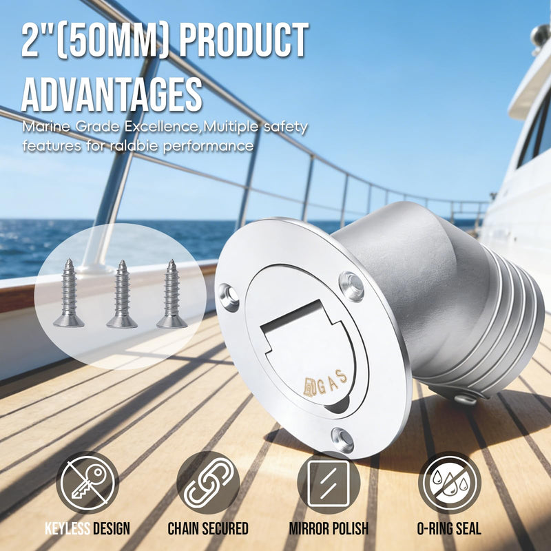 Angled Neck Boat Fuel/Gas Deck Fill/Filler 2inch Gas