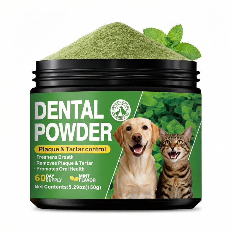 Dog Breath Refreshing Toothpaste Powder - Natural Dog Tooth Powder for Cleaning Plaque and Tartar - Refreshing Breath, Promoting Oral Health - Daily Dental Supplement -150g/75 Servings - Mint Flavor