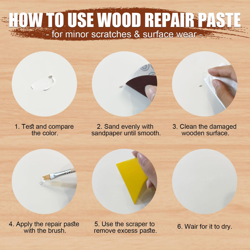 Wood Furniture Repair Kit (White/White Stain) for IKEA White/White Stain for Hemnes / Kallax / Bestå / Malm / Brusali / Pax / Nordviken / Storklinta / Gullaberg / Billy / Alex / Lagkapten / Lack / Micke