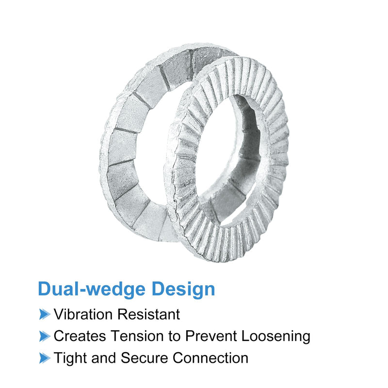 uxcell Wedge Locking Washers for M10 Bolts, 20pcs Manganese Steel Washers Vibration Resistant Safety Washers 20