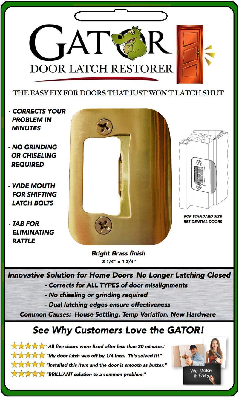 Gator Door Latch Restorer - Strike Plate (Bright Brass) Bright Brass