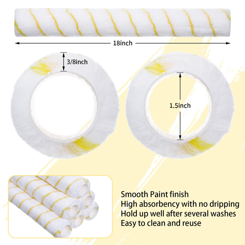 Vesici 6 Pcs 18 Inch Paint Roller Covers, 6 Pcs