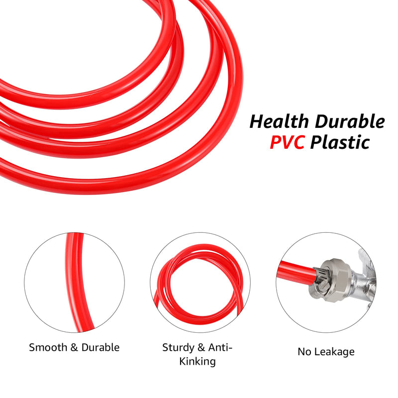 10ft Beer CO2 Gas Line Tubing for Kegerator ID 5/16" Keg Gas Line Red PVC CO2 Gas Hose with OD 5/16" Barb Fittting for Draft Beer Home Brewing 10ft Gas Line with Barb Fitting