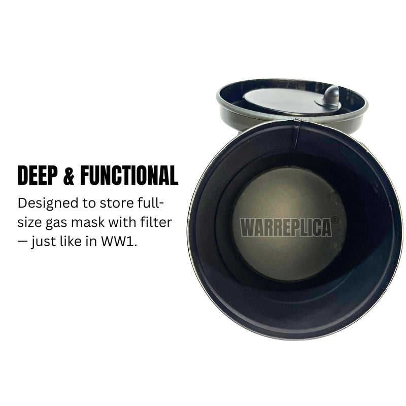 warreplica WW1 German M1916 Gas Mask Canister|Authentic Reproduction WWI Metal Respirator Tin Carrier Case|Great War Military Collectible Storage Container|Imperial German Army Militaria, Olive Drab