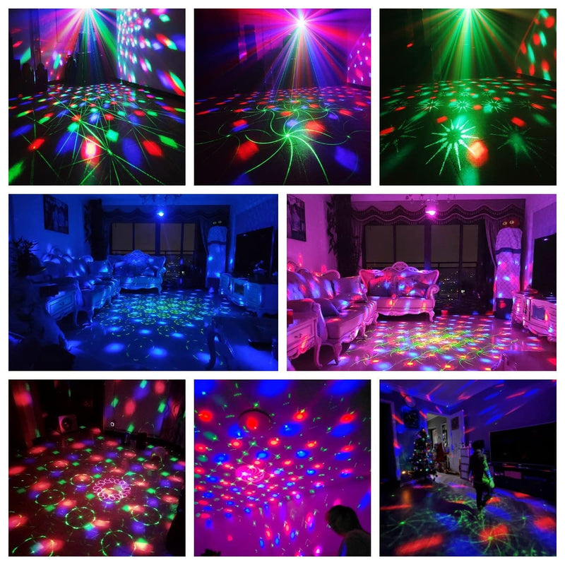 Dj Party Disco Ball Lights with Pattern and Sound Activated,10 ft USB Cable, Laucnpty LED Stage Strobe Light that Sync with Music, Christmas Rave/Home Karaoke/Dance/Club Bar Lights for Parties (Black) Black