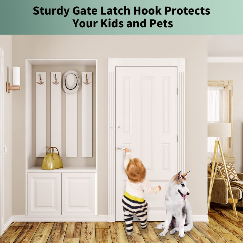Barn Door Latch Hook and Eye Latch White, 2 Packs 4 Inch Heavy Duty Solid Stainless Steel Barn Door Hook Lock for Barn Doors, Sheds, Wooden Fences, Bathrooms, Doors, Windows (White) *White