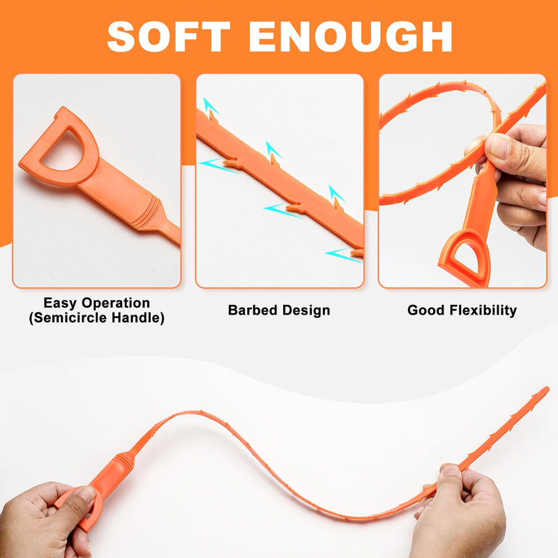 Drain Clog Remover, Effective Drain Snake Hair Drain Clog Remover, Ideal Drain Cleaner For Sinks, Showers, And Tubs - Flexible And Durable 4Pack 20inch Length For Easy Use.