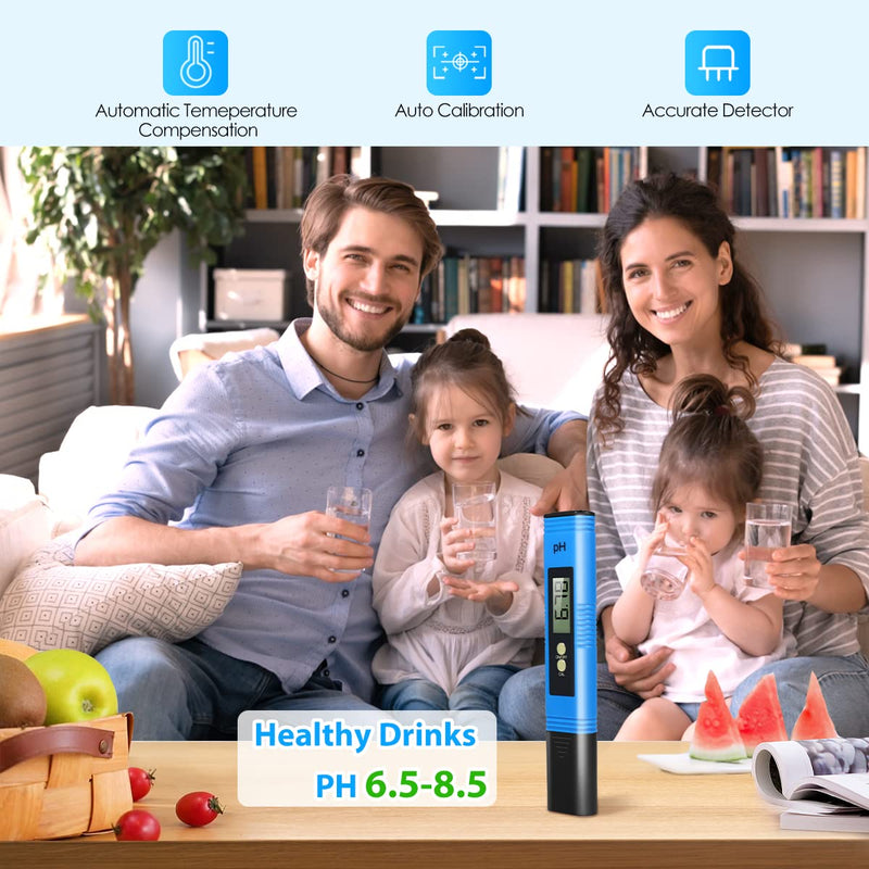 PH Meter, 0.01 High Accuracy Pocket Size with 0-14 PH Testing Range PH Tester, Digital PH Meter for Water, Water Tester for Hydroponics, Drinking Water and Pool