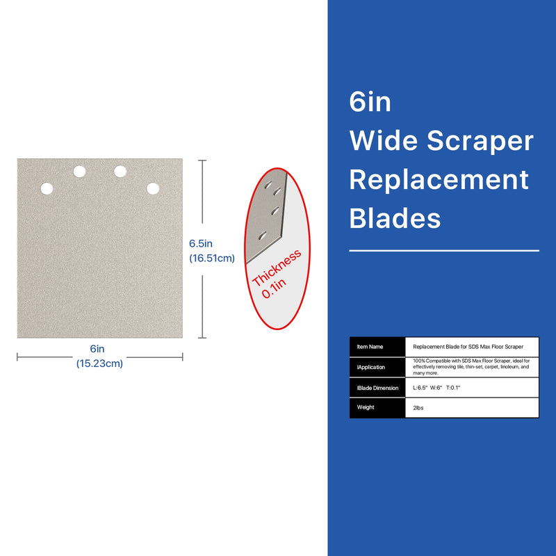 TOOVEM 2 PCS Replacement Floor Scraper Blades for SDS Max Floor Scraper 6in Floor
