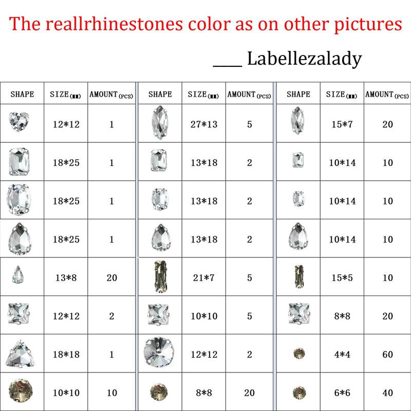 260 PCS/Pack 9 Shapes 24 Sizes Mixed Clear Crystals, Silver Sew on Glass Rhinestones,Crystal Gems Mental Flatback with Silver Claw, for Jewelry Crafts Costume DIY Garment R1-Silver