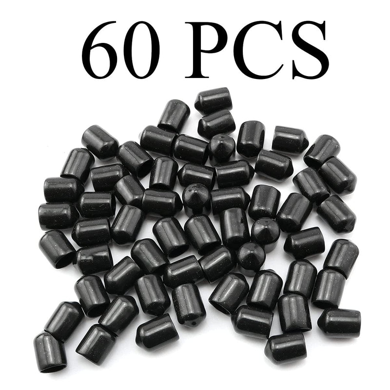 Screw Thread Protectors 60PCS 3/8" Black Rubber Thread Protection Cap Round Dust Protective Cover for 3/8 Inch Screws and Bolts Rubber End Cap