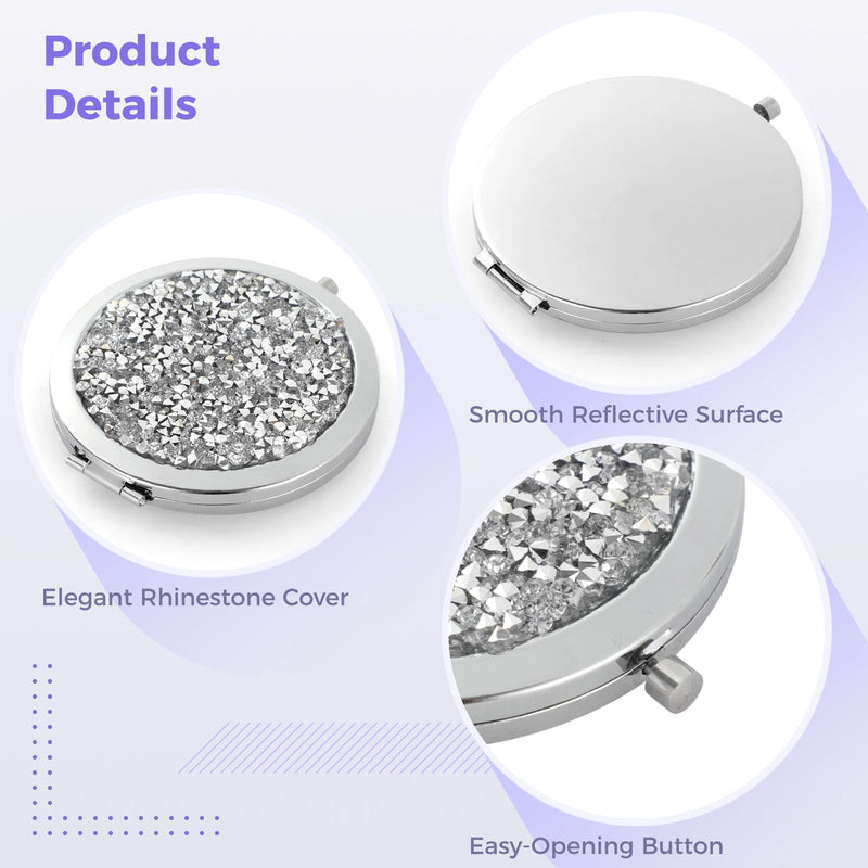 Varku 8PCS Magnifying Compact Mirrors, Pocket Travel Mirror with Magnification for Purse, Bridesmaid Mirrors Wedding Cosmetic Mirror, Mini Folding Mirror Handheld Makeup Mirror