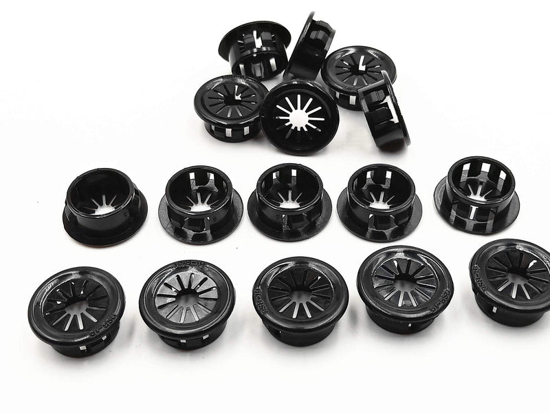 25mm Dia Snap-In Webbed Plastic Cable Bushing Grommet Black 40pcs