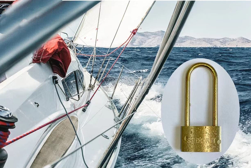 Weather Proof Lock, Keyed Alike Solid Brass Padlocks with Long Brass Shackle, Light Duty, 1-1/2" Wide Body, Marine Padlock, Anti Rust Lock, 12 Pack 12 Pcs Keyed Alike
