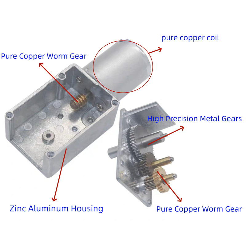 DC 12V High Torque Turbo Worm Electric Geared Motor Reduction Speed Reversible JGY-370 ﻿ (12V 66RPM) 12V 66RPM