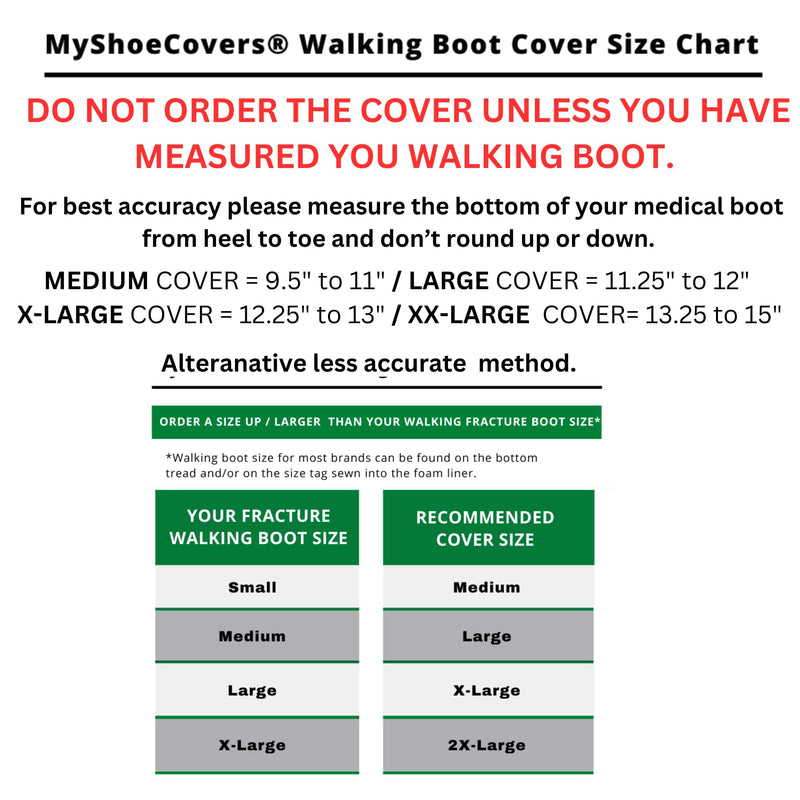 1 Fracture Walking Boot Cover - Black, Large Large fits Medium Walking Boot