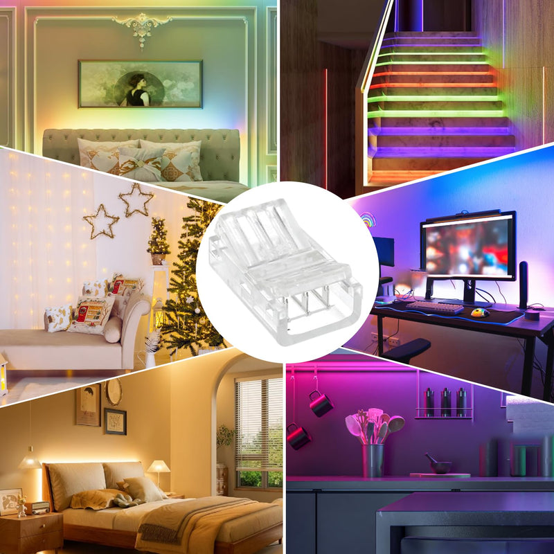 3 Pin 10 mm LED Strip Connector LED Light Connector Strip to Wire Quick Connector RGB Lights Adapter Clear Unwired Gapless Track Lighting Connector for 5050 LED RGB Strip Light(20pcs) 3 Pin 10mm
