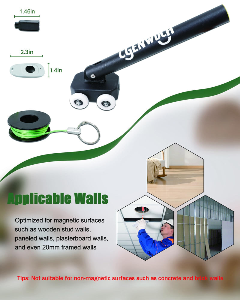 Strong Magnetic Cable Magnetic Wire Puller, Equipped with NdFeB Strong Magnetic Magnet, Portable Magnet Puller Tool, Doubles as Stud Finder, Easy Cable Pulling in Walls & Tight Spaces
