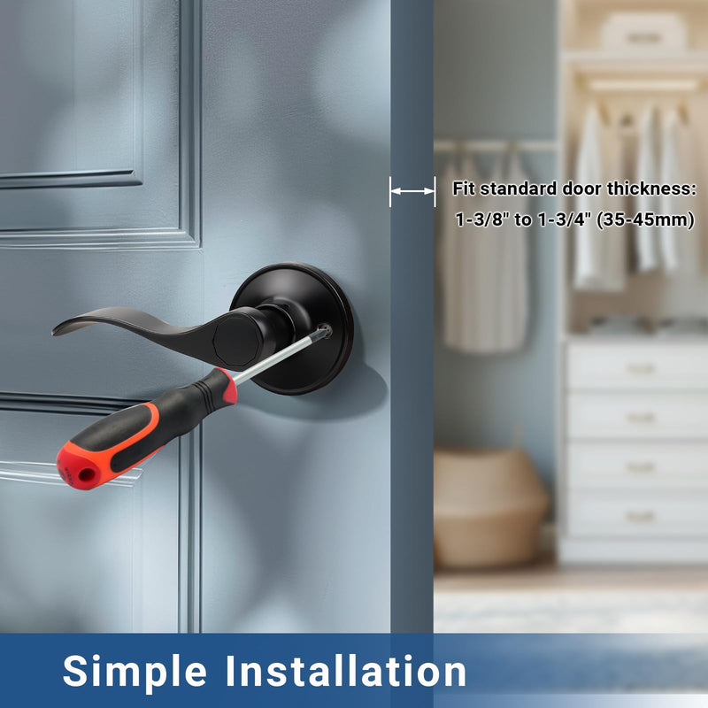 Knobonly 1 Pack Single Side Closet Door Handles, Non-Turning Right and Left Black Dummy Door Handle, Door Handle no Lock, Zinc Alloy