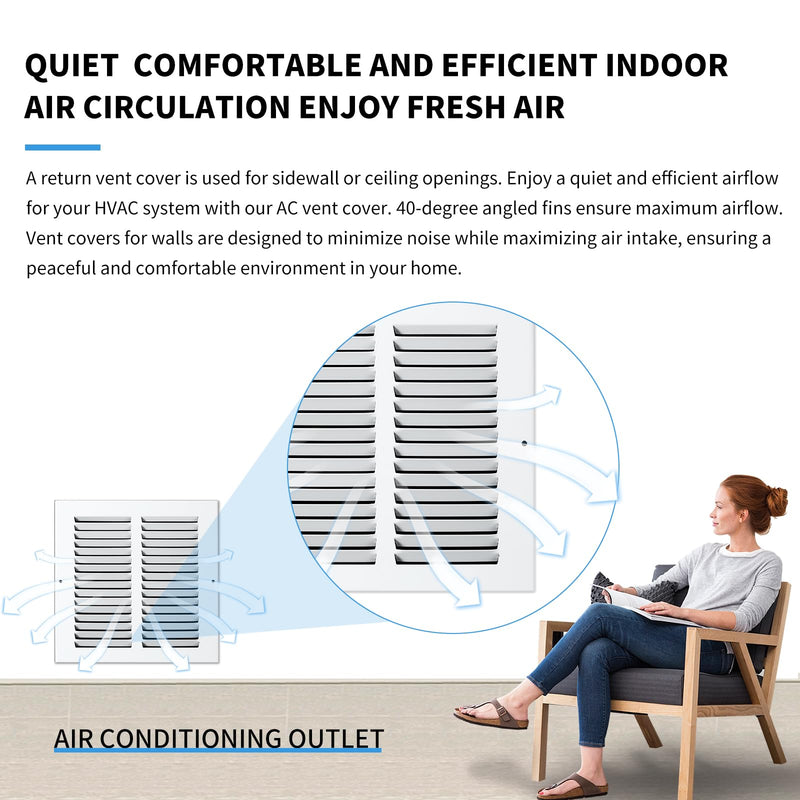14x8 Vent Cover(Duct Opening Size),Air Return Vent Cover,Flat Vent Cover,Rejillas De Aire Acondicionado para Casa,Return Air Grilles,Outer Dimensions:15.75"Wx9.75"H(14"W x 8"H, Duct Opening) 14"W x 8"H, Duct Opening