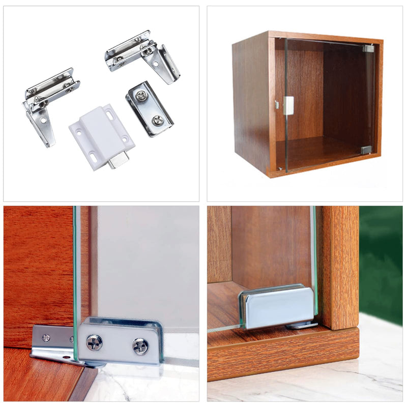 No-Drill Glass Pivot Hinge, Double Magnetic Lock - 0.2-0.32" for Double Door (Black) 0.2-0.32" for Double Door/set Black