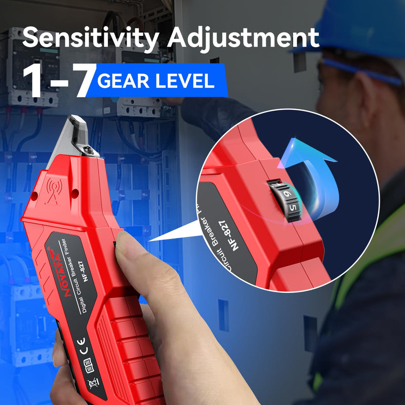 NOYAFA NF-827 Circuit Breaker Finder Tool with 3 Accessories &GFCI Outlet Tester, 90-120V AC Circuit Breaker Finder, Quickly Identify NCV Circuit Tester with Storage Case, Sensitivity Adjustment