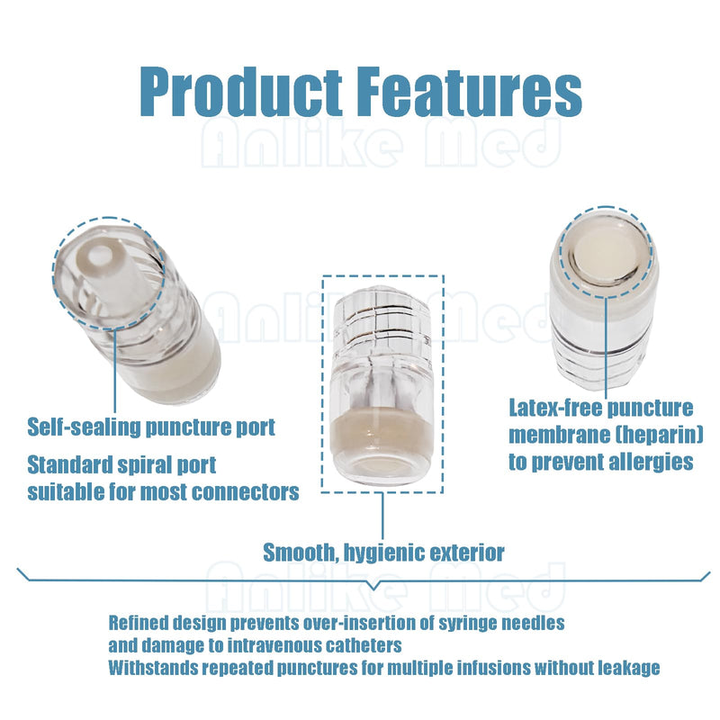 100 Pcs Disposable Heparin Cap for IV Cannula,Medical Lock Valve for Animal Veterinary and Laboratory
