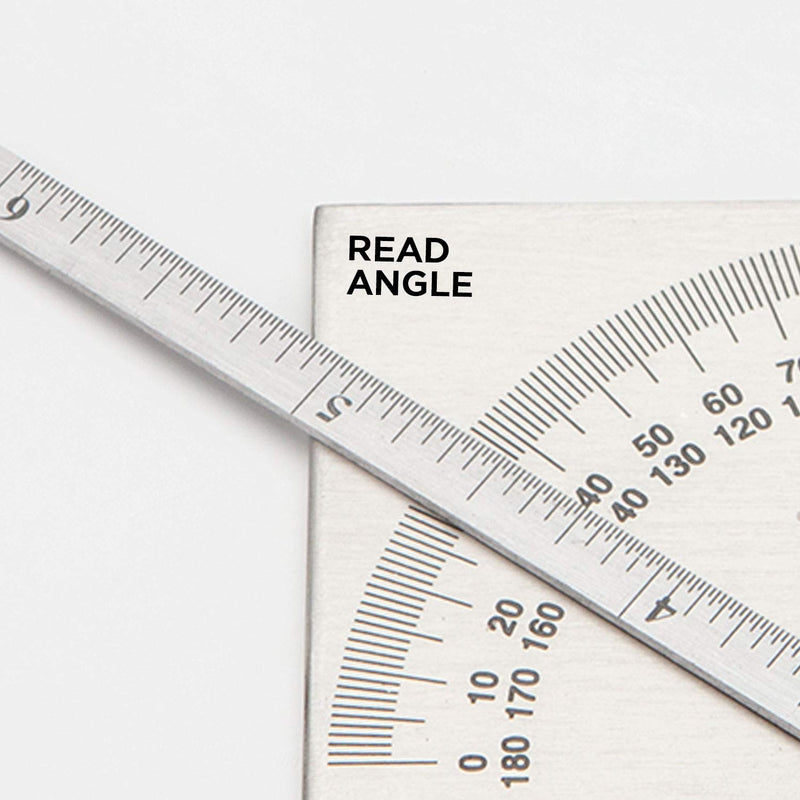 Groz 6" Stainless Steel Rectangular Head Depth Gauge with Protractor, Dual Imperial and Metric Graduations, 2-in-1 Machinist Layout Tool (01225)