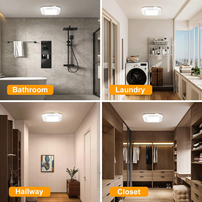 Motion Sensor Ceiling Light Battery Operated, 180LM 6000K Battery Closet Lights Motion Sensor, 48LED Wireless Ceiling Light Motion Activated for Pantry Cabinets Shed, Cool White,2-Pack 2Pack 6000K