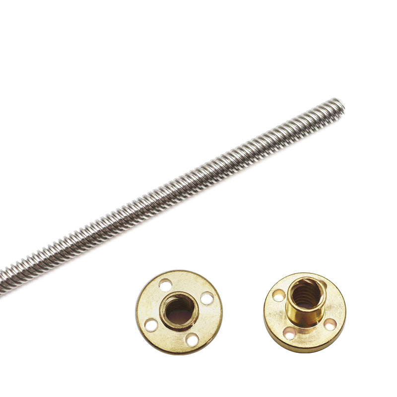 2pcs 200mm Tr8X8 Lead Screw with T8 Brass Nut for 3D Printer Machine Z Axis(Acme Thread, 2mm Pitch, 4 Start, 8mm Lead)
