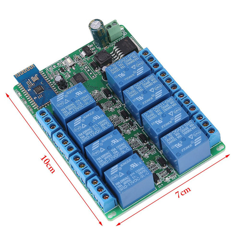8 Channel Bluetooth 4.0 Relay Module Board Android Mobile Phone App Wireless Remote Control Relay Switch for Android Smart Home DC 12V