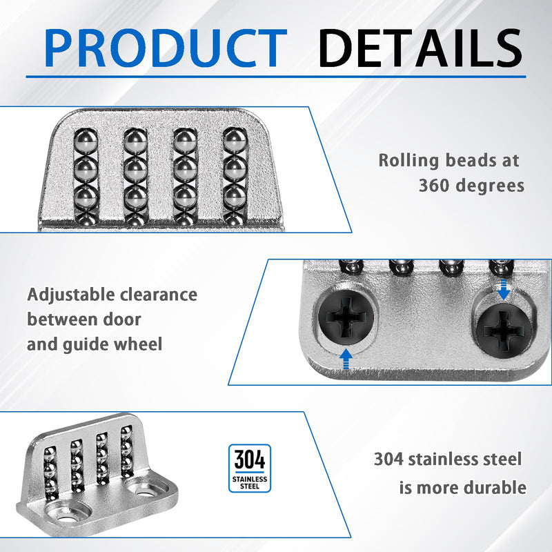 4 Barn Door Floor Guide Bearing Design, Sliding Barn Door Floor Guide Adjustable Rollers at The Bottom Strong and Durable Steel Frame 4 Pack