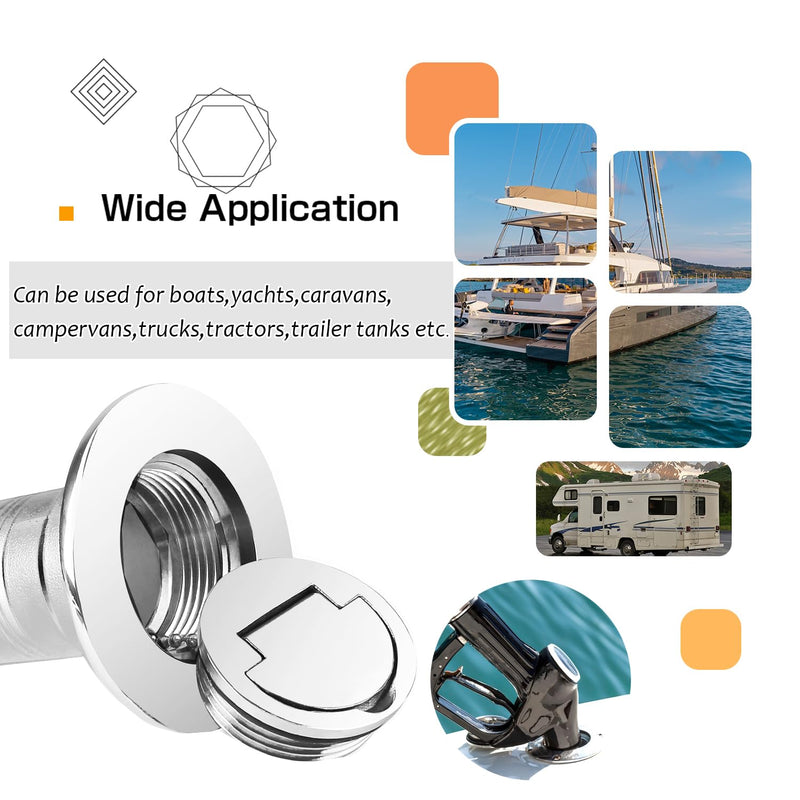 Atibin Steel Hardware Fuel Filler Deck Marine Steel Gas Cap Boat Diesel Stainless Fuel Deck Cap SUS316 2'' 2"