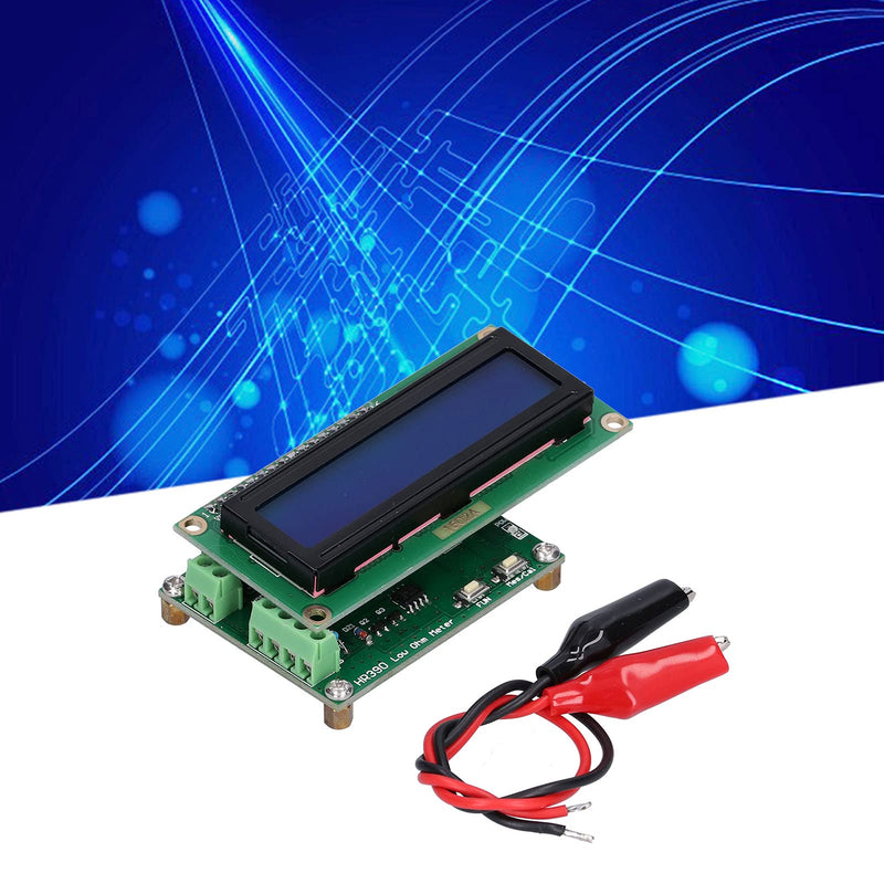 Walfront HR390 Low Ohmmeter Milliohm Meter Milli Ohmmeter Measure Capacitance High Accuracy 0~120Ω 10pf~20000uf with 2 Clips
