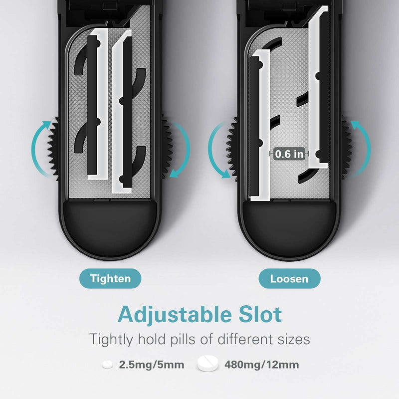 DEPAD Pill Cutter Splitter for Cutting Multiple Pills, Adjustable Pill Cutter Splitter for Small and Tiny Pills with Accurate Pill Alignment, Pill Cutter for Small or Large Pills with Sharp Safe Blade Black