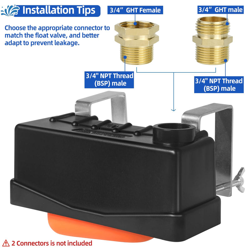 Water Trough Float Valve for Stock Tank,Automatic Water Tank Float Valve Level Control for Pond Farm Livestock Cattle Goat Horse Swimming Pool, Autofill Livestock Waterer 1