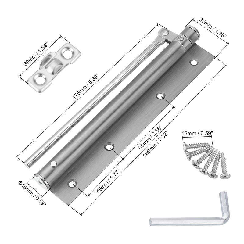 uxcell 2 Pcs 195mm/7.68" Spring Door Closer, Stainless Steel Automatic Door Closers with Adjustable Closing Speed for Home Self-Closing 5kg Door, Silver