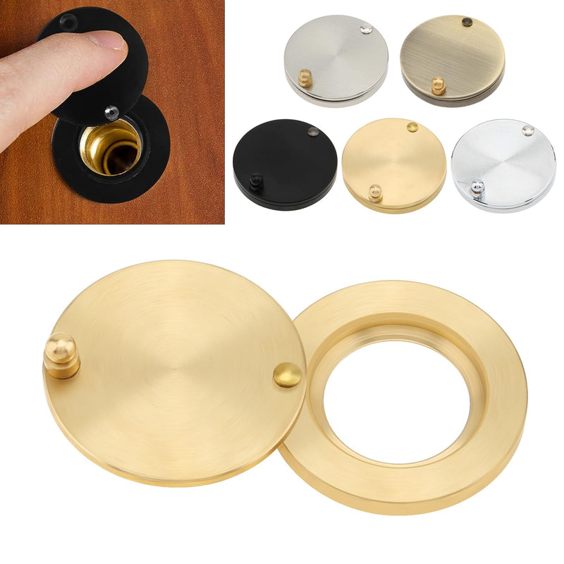 Peephole Cover, Solid Brass Privacy Door Viewer Cover with Double-Sided Self-Adhesive Tape for 5/8 inch Diameter Door Peephole (2, Gold) 2
